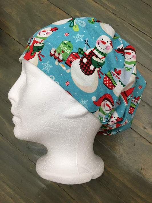 Homemade snowman bouffant/euro style surgical hat