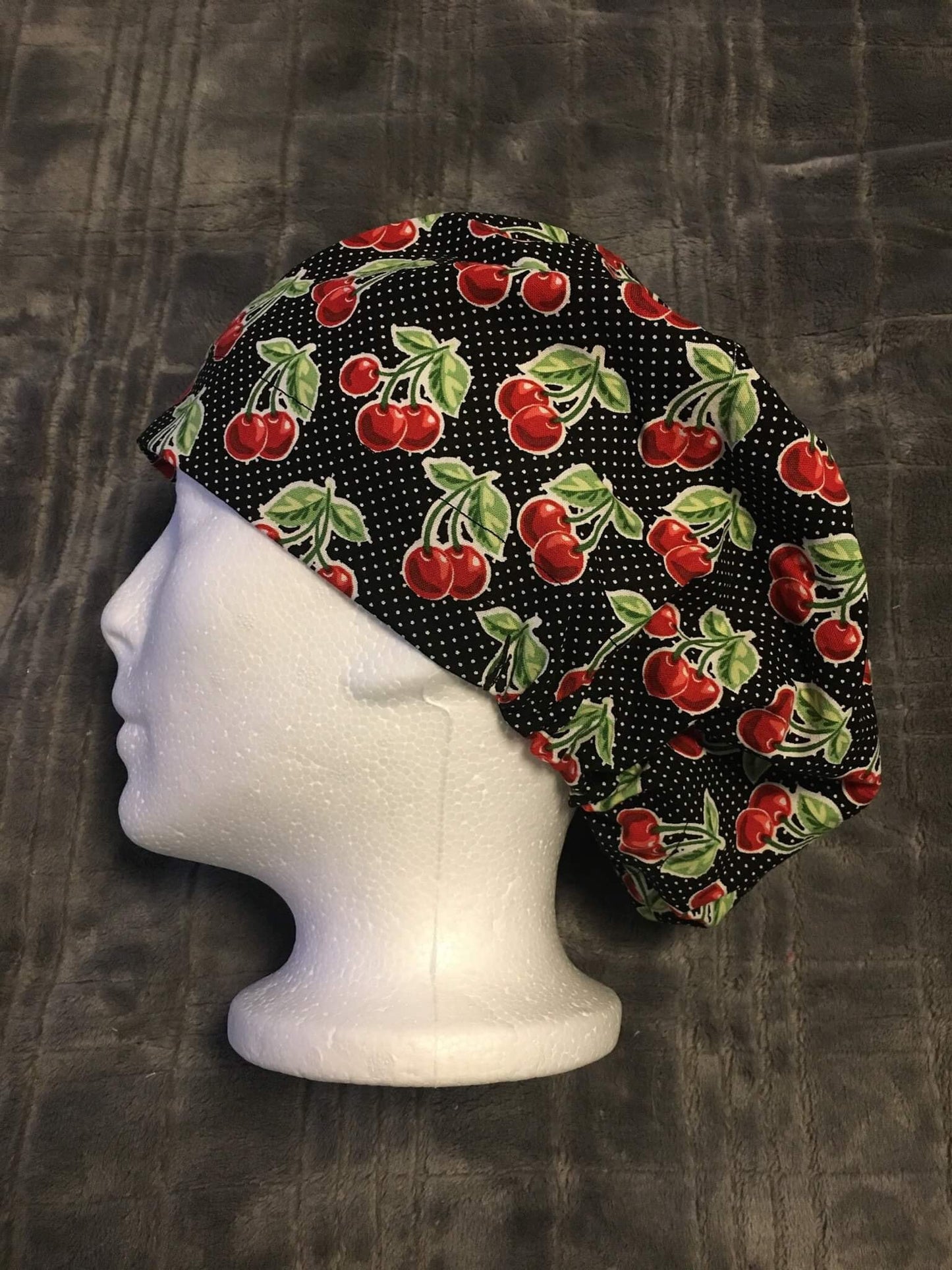 Cherries bouffant/euro style surgical hat