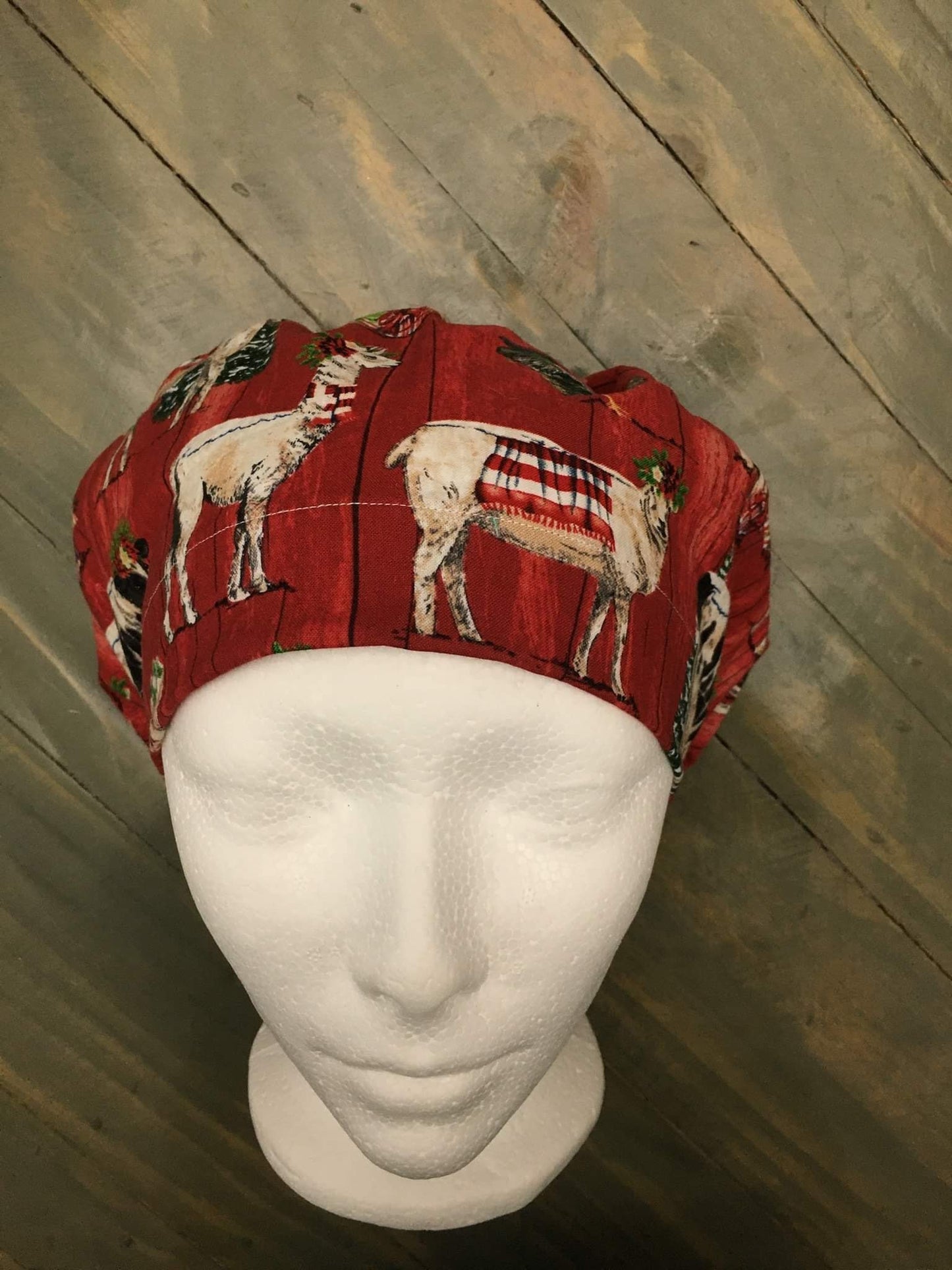 Barnyard Christmas bouffant/euro style surgical hat