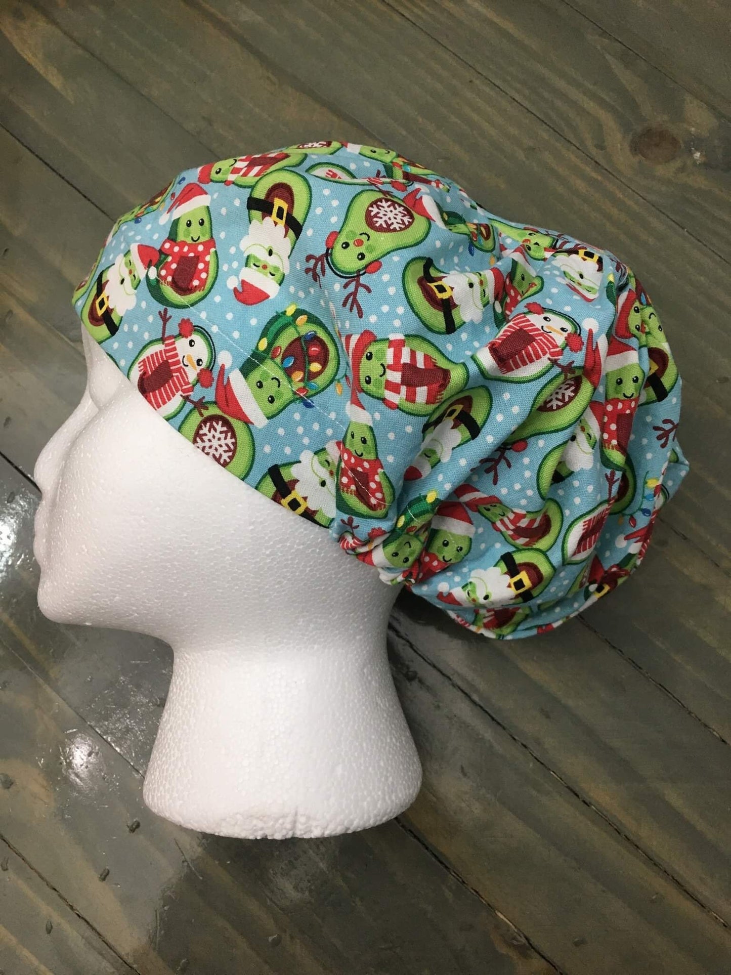 Avocado Christmas bouffant/euro style surgical hat