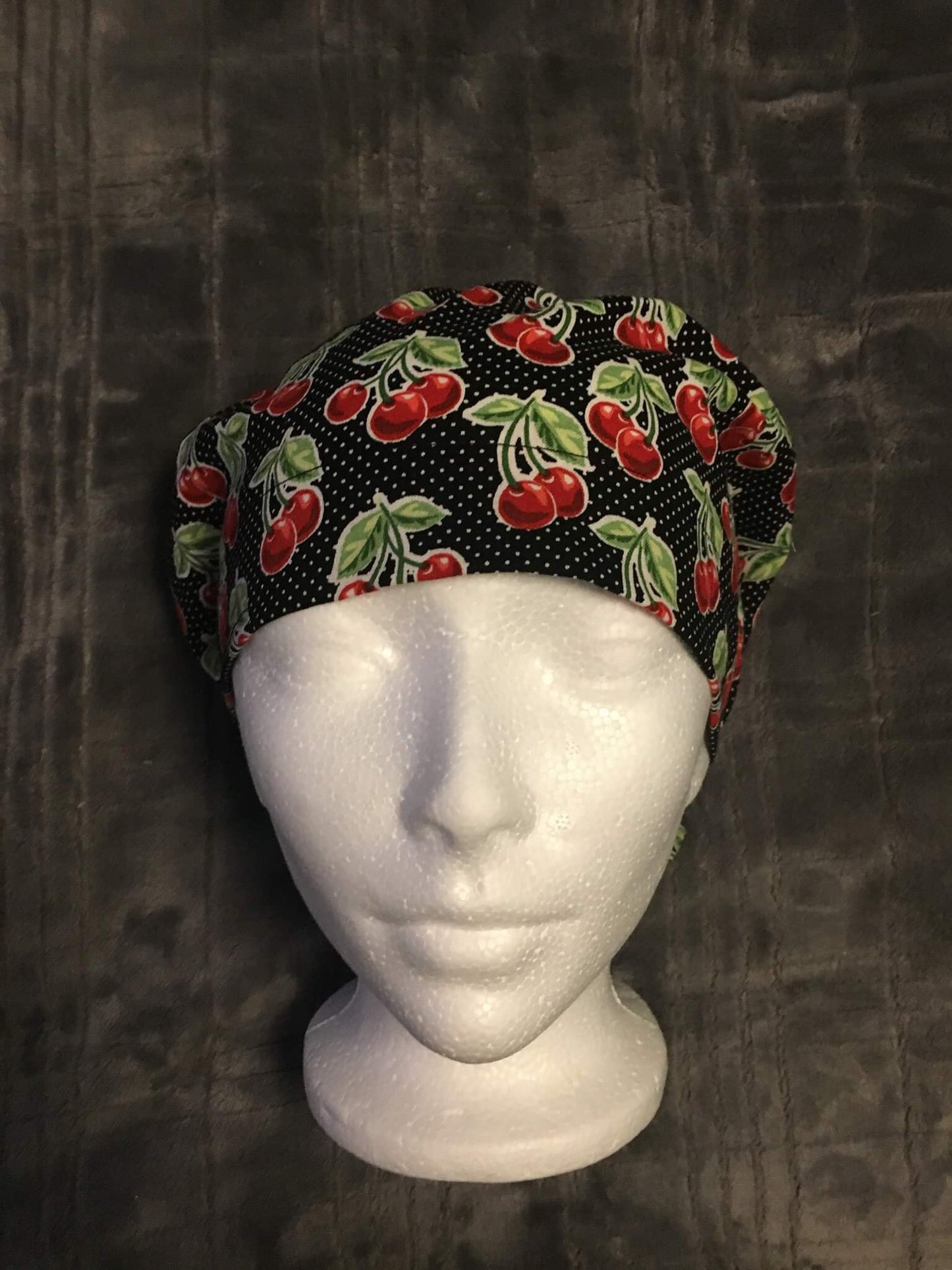 Cherries bouffant/euro style surgical hat