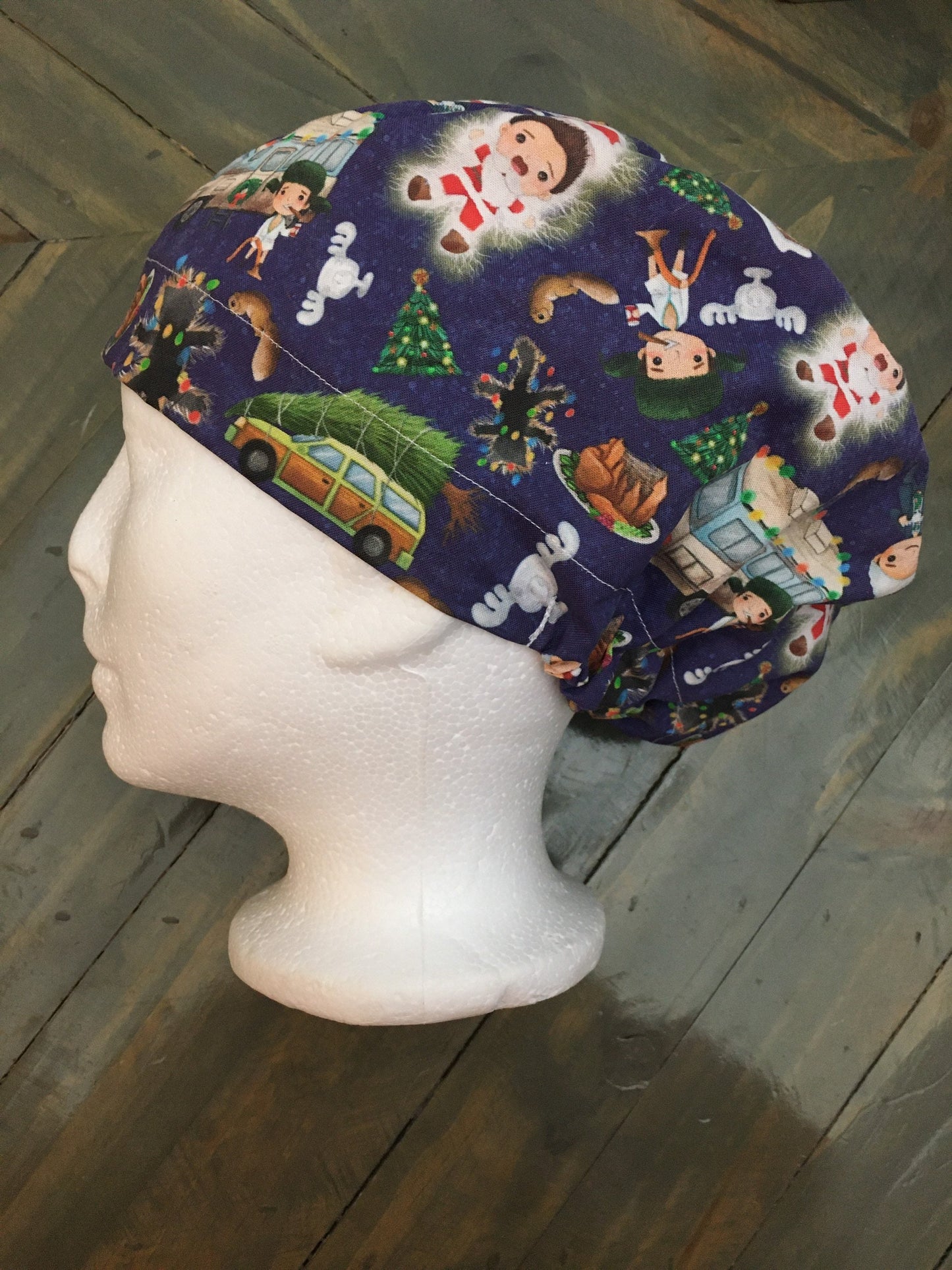 Christmas Vacation bouffant/euro hybrid style surgical/scrub/dental hat by Carolinadreamsbyjen