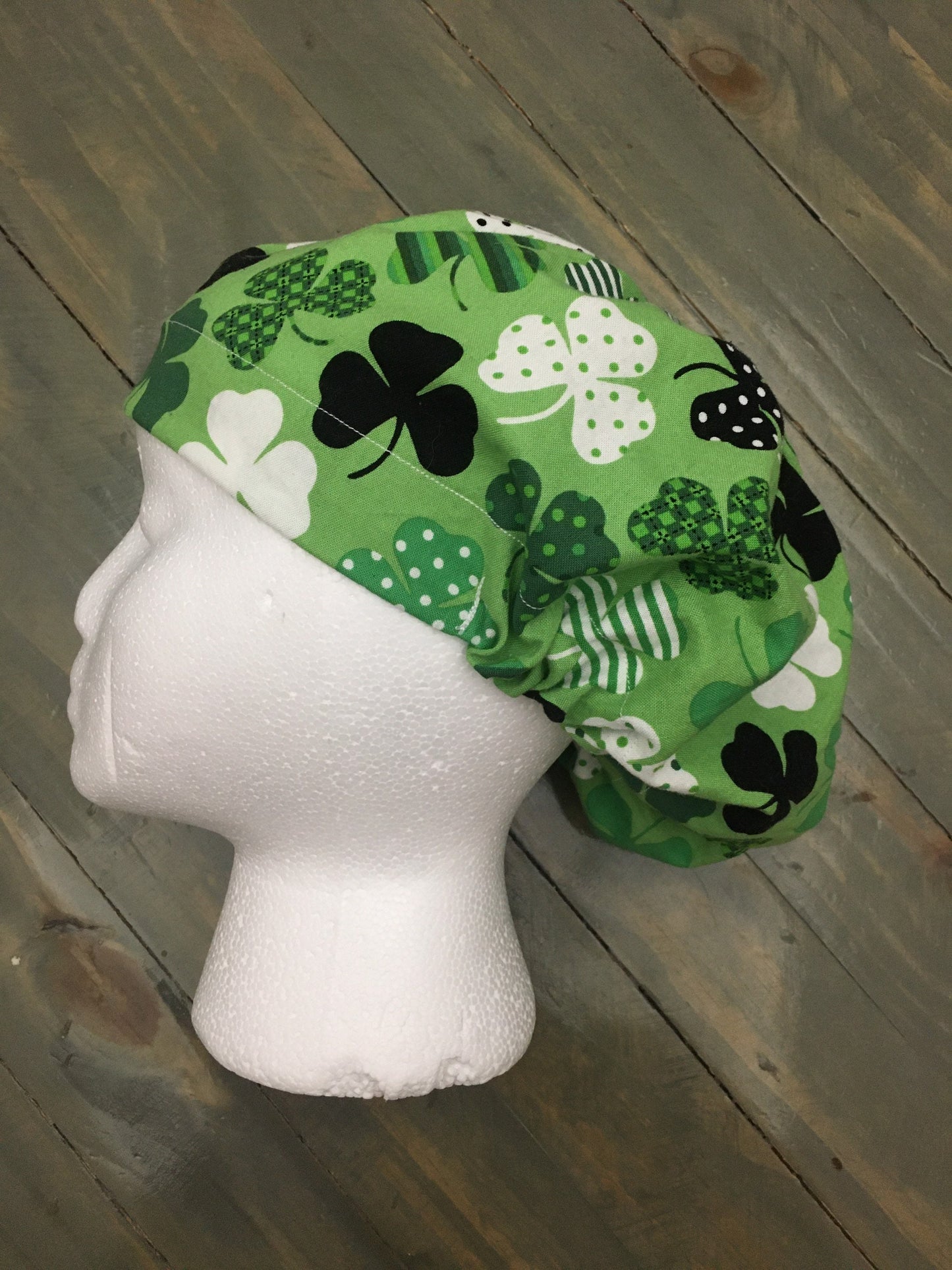 Four leaf clover euro/bouffant style surgical hat