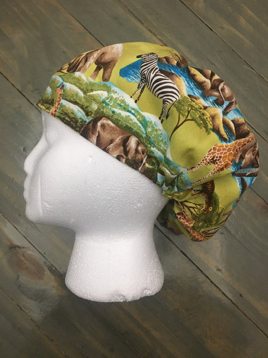 Serengeti euro/bouffant hybrid style surgical/scrub/dental hat