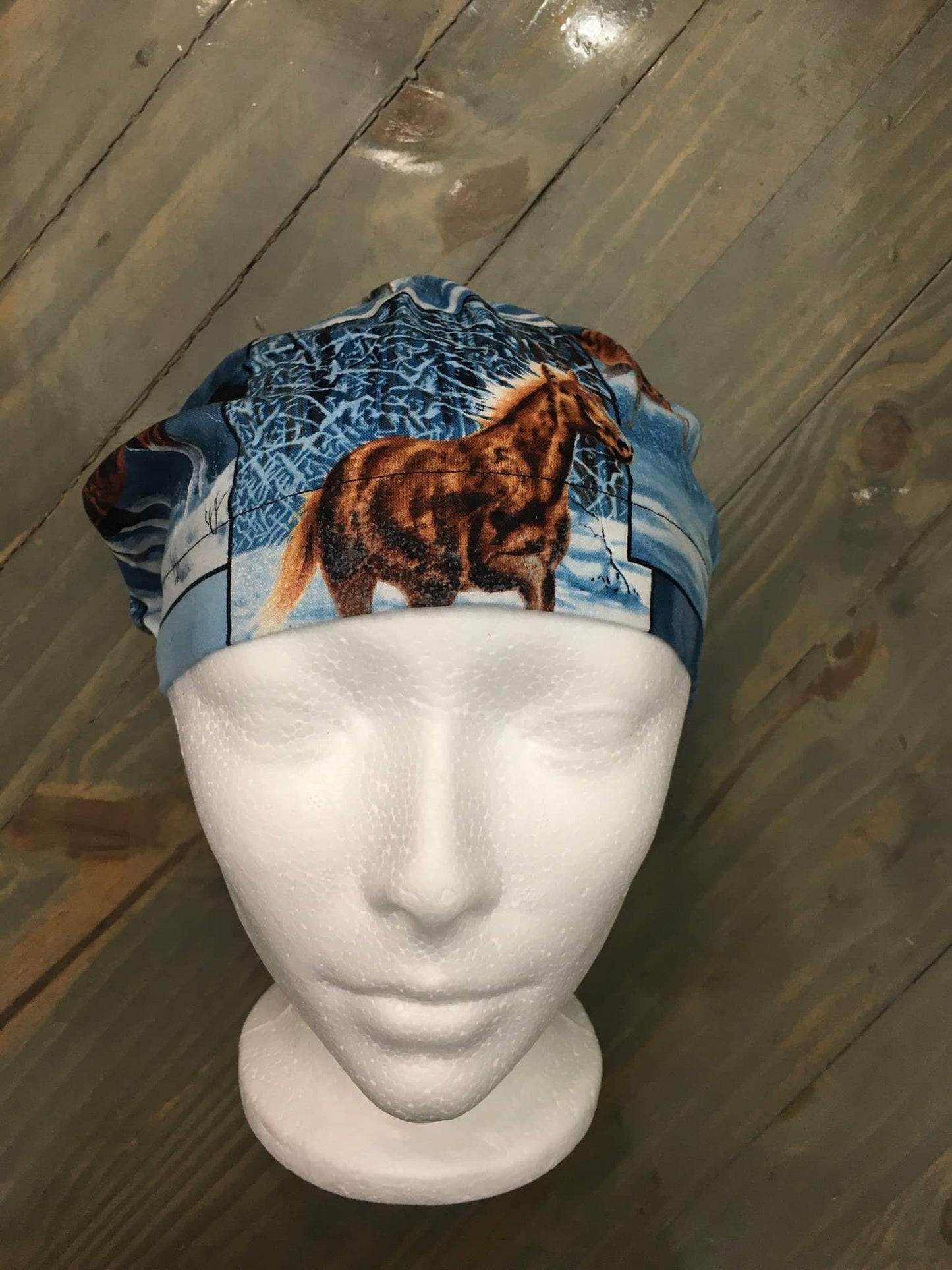 Winter horses euro/bouffant hybrid style surgical/scrub/dental hat