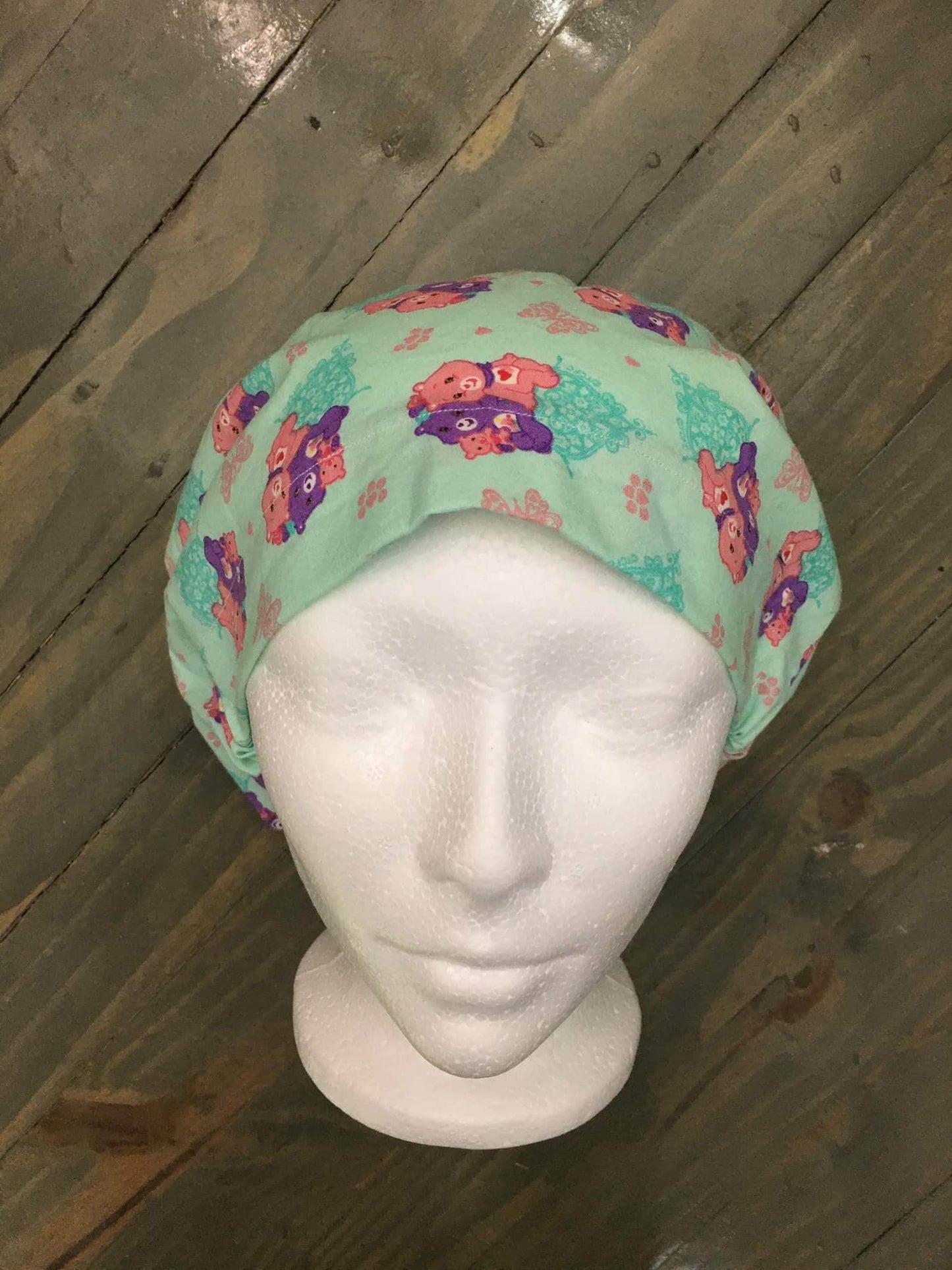 Care Bears and butterflies euro/bouffant style surgical hat