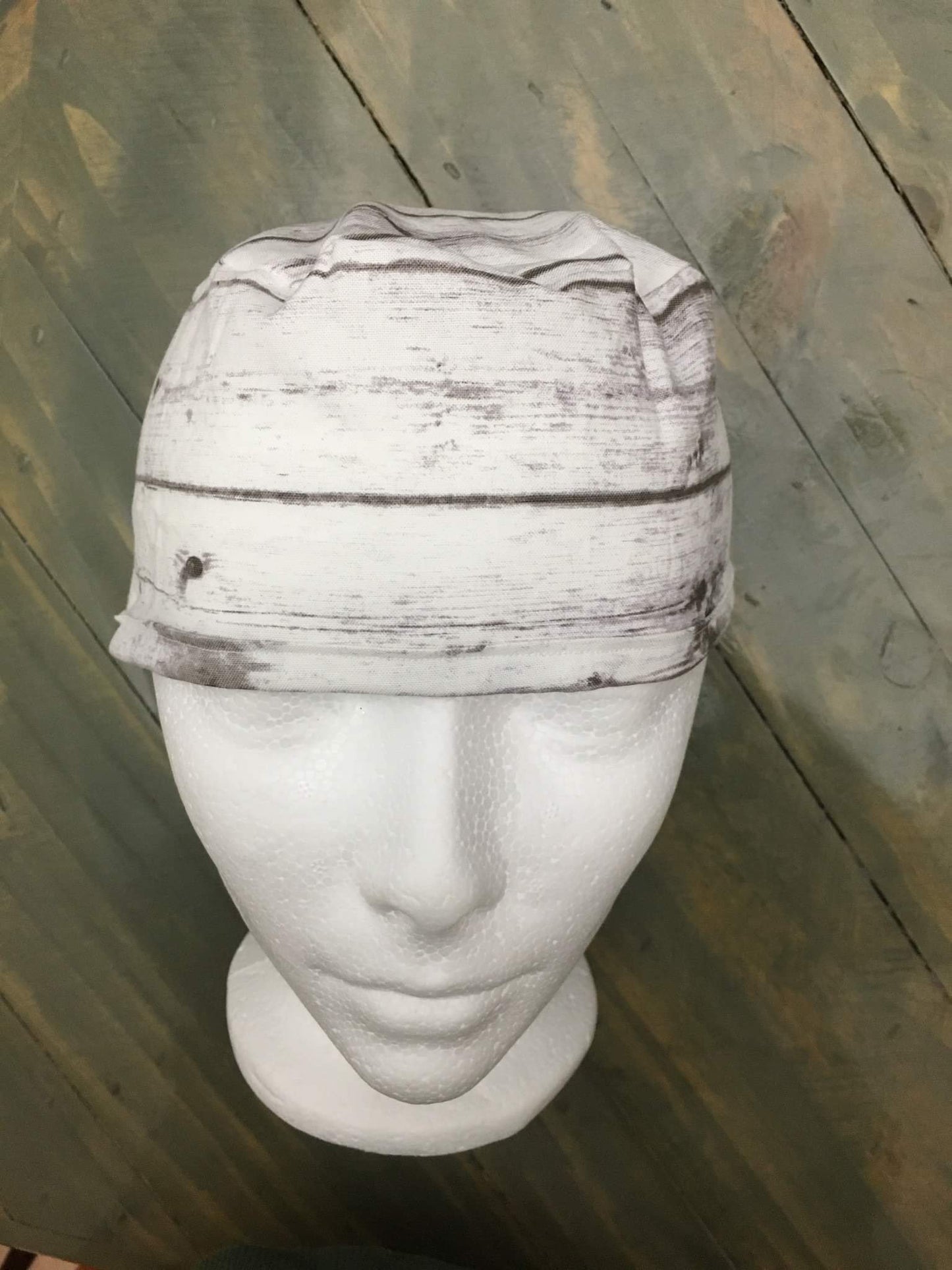 White woodgrain surgical hat