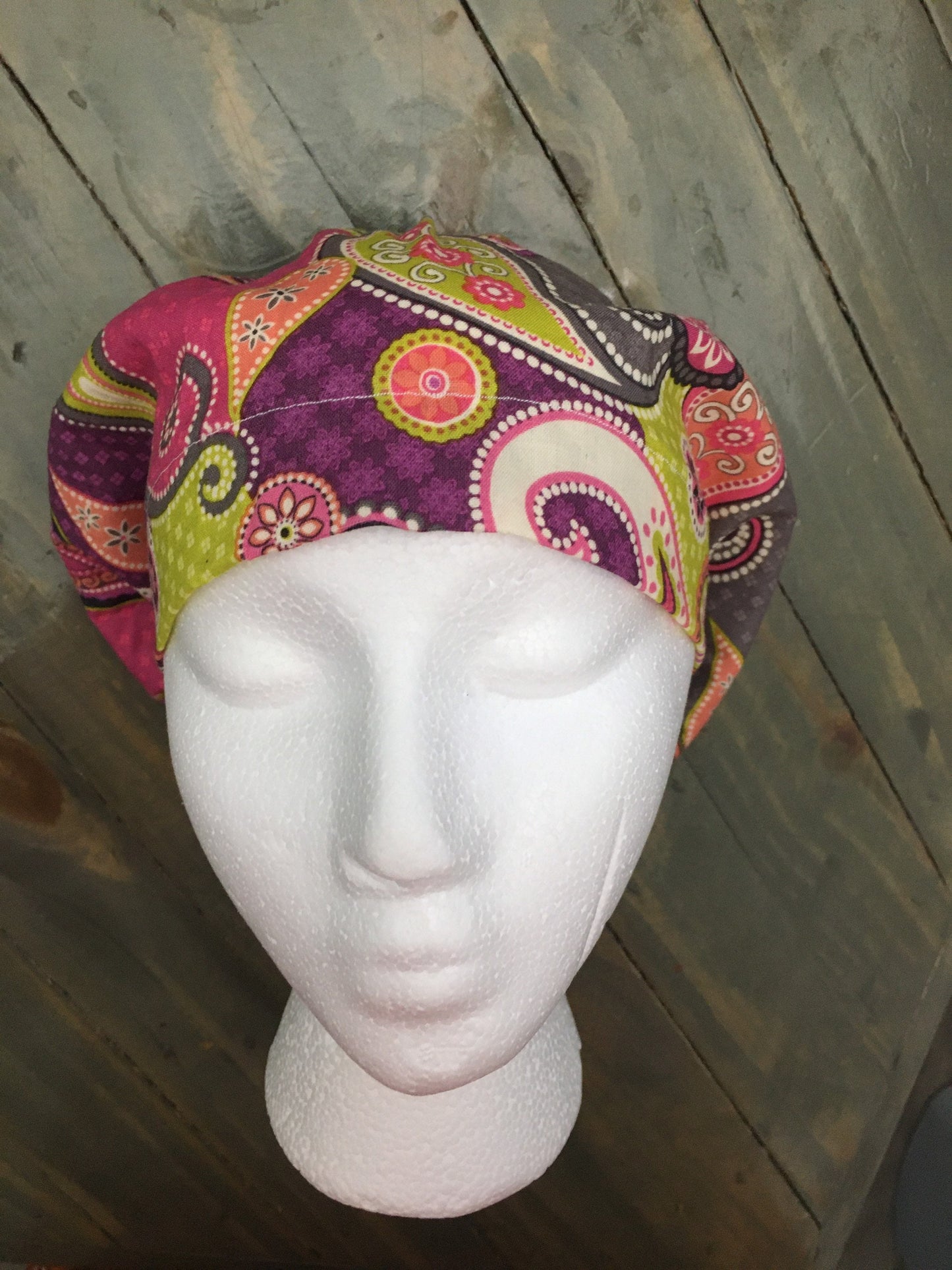 Paisley geometrics bouffant/euro style surgical hat