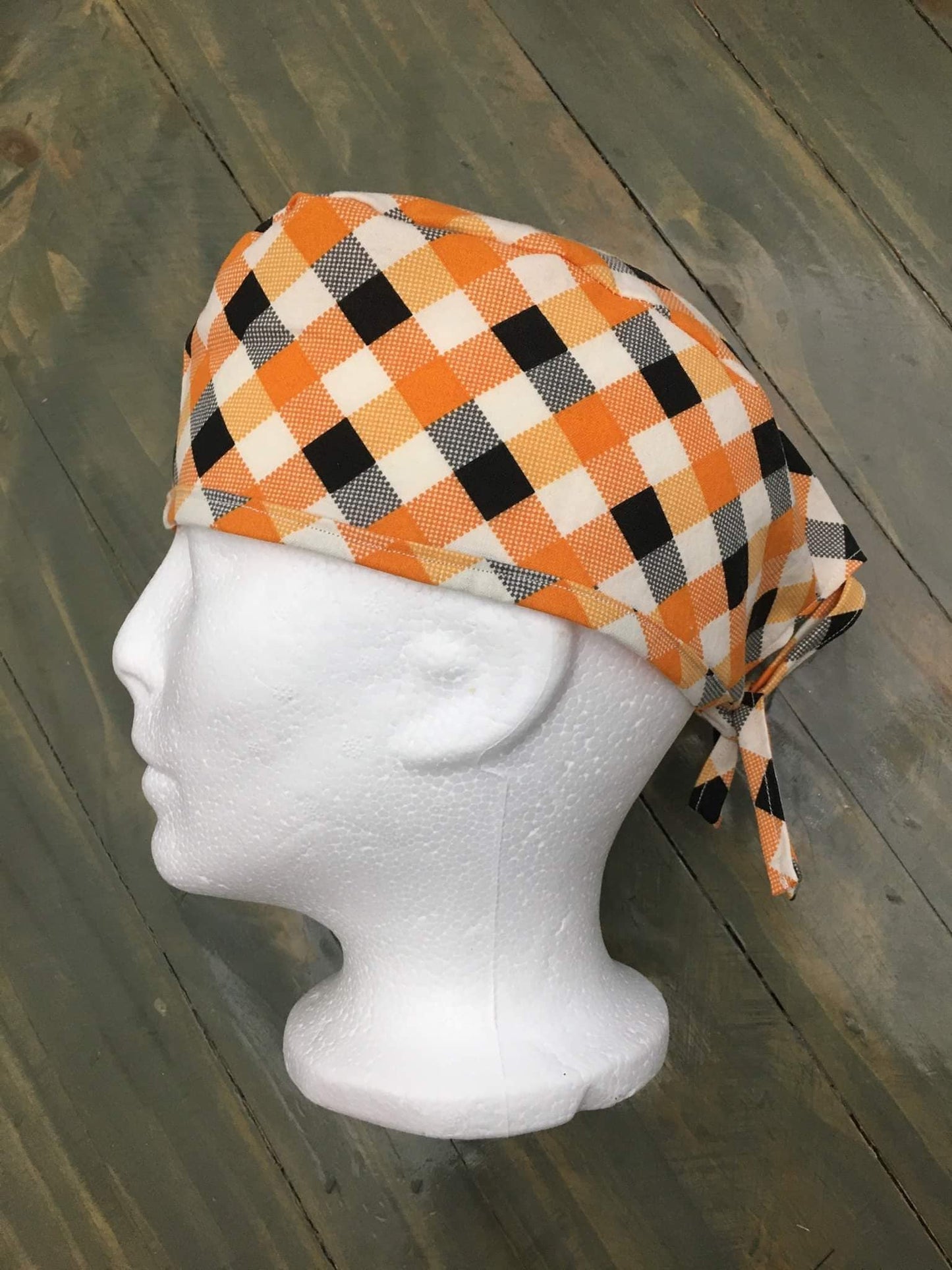 Orange argyle surgical hat