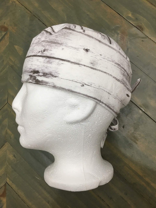 White woodgrain surgical hat