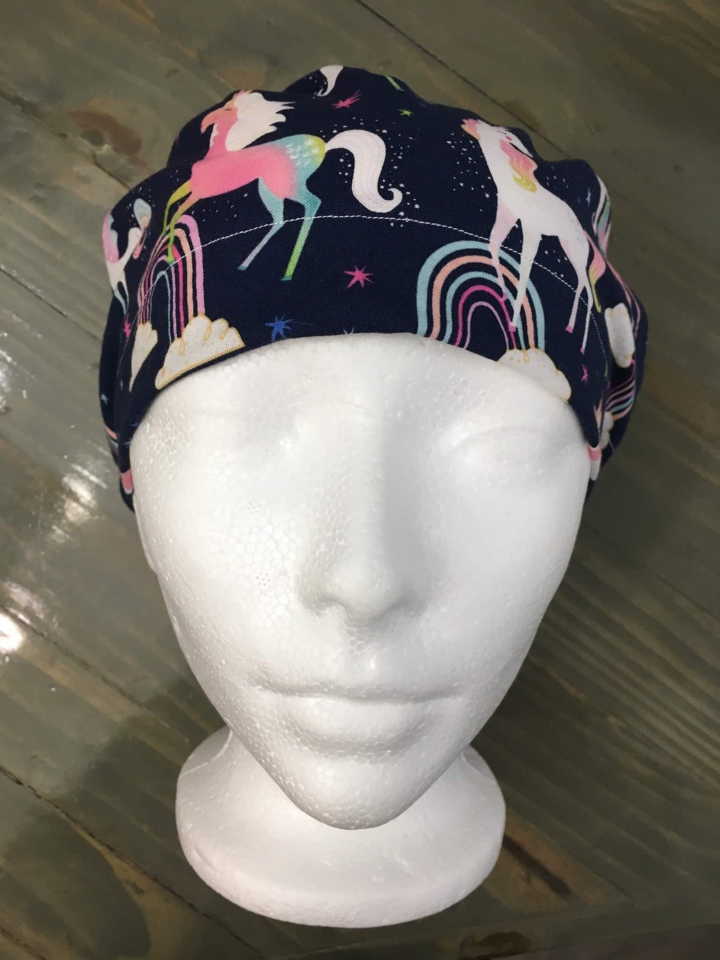 Unicorns and rainbows bouffant/euro style surgical hat