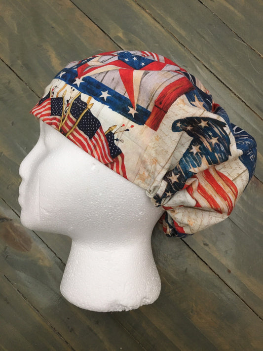 Land of the free euro/bouffant style surgical hat