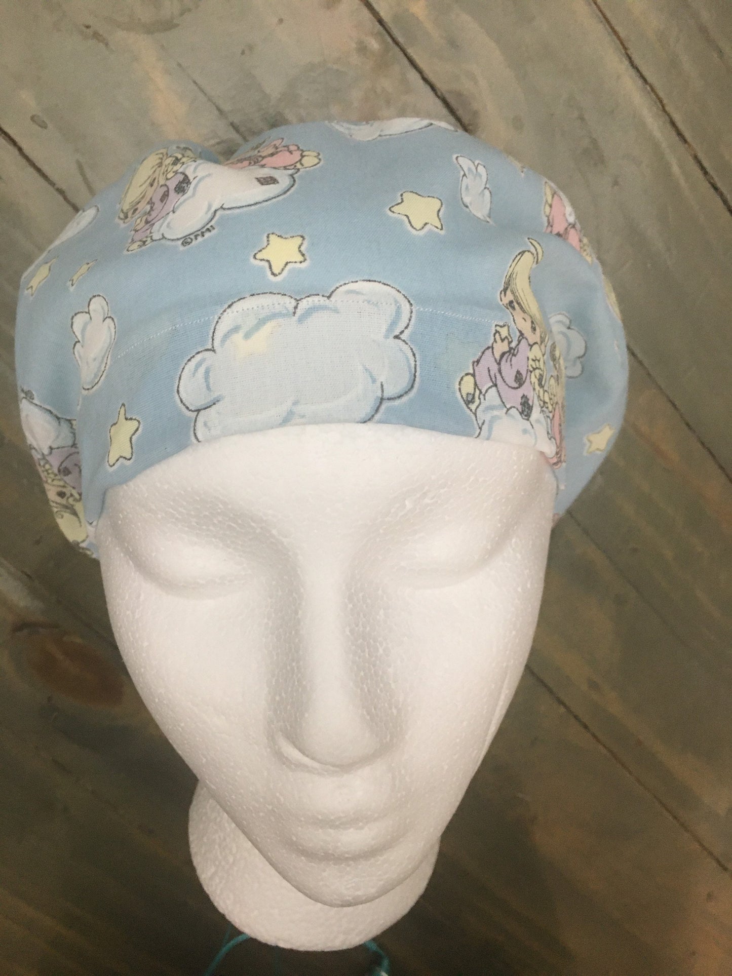 Precious moments in the clouds bouffant/euro style surgical hat