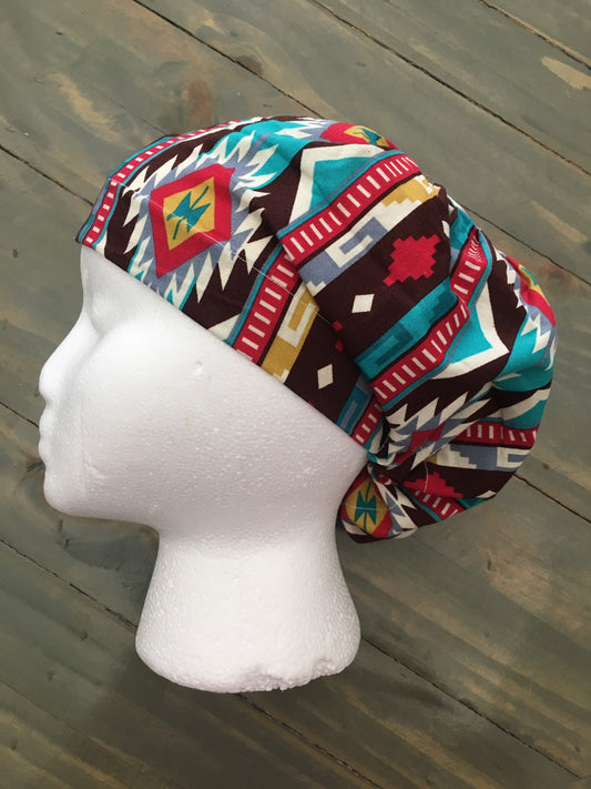 Diamonds and stripes bouffant/euro style surgical hat