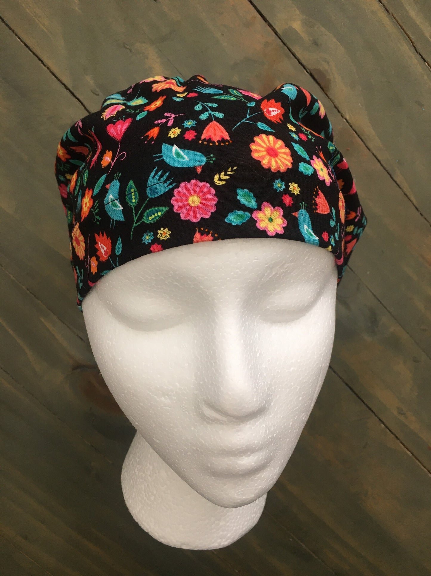 Spring birds bouffant/euro style surgical hat