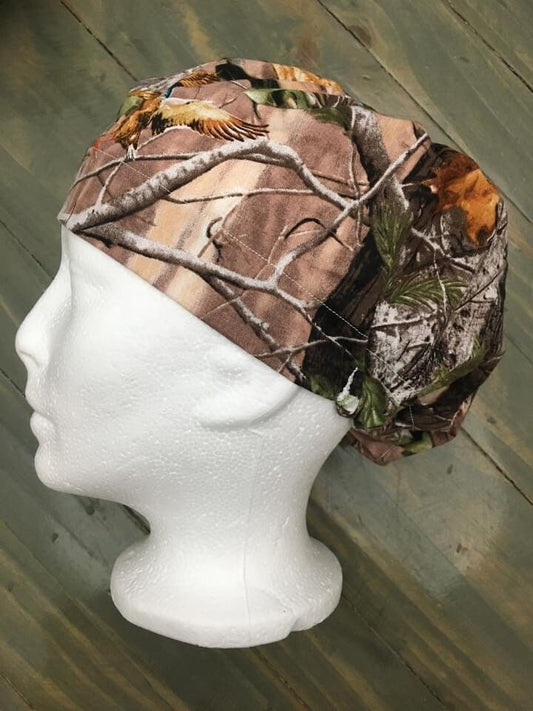 Camo bouffant/ euro style surgical hat