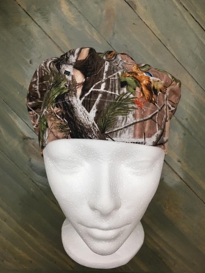 Camo bouffant/ euro style surgical hat