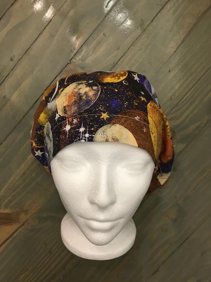 Sparkly Planetary bouffant/euro style surgical hat