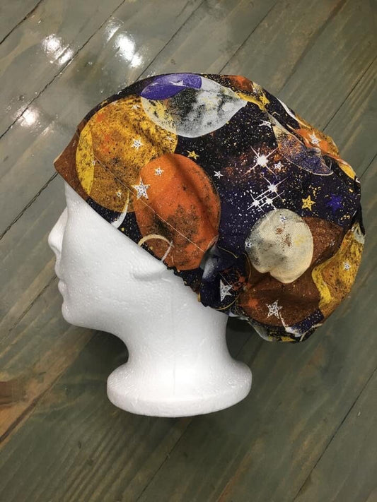 Sparkly Planetary bouffant/euro style surgical hat