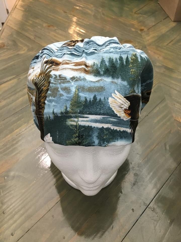 Eagles in flight bouffant/euro style surgical hat