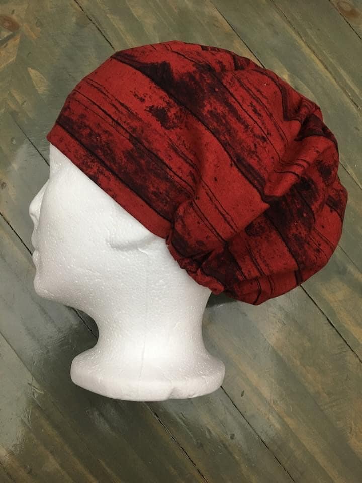 Wine woodgrain bouffant/euro style surgical hat