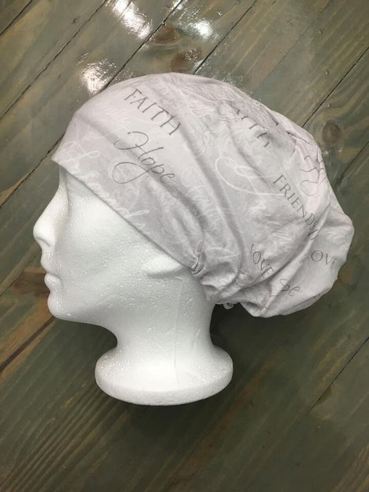 Faith and hope bouffant/euro style surgical hat