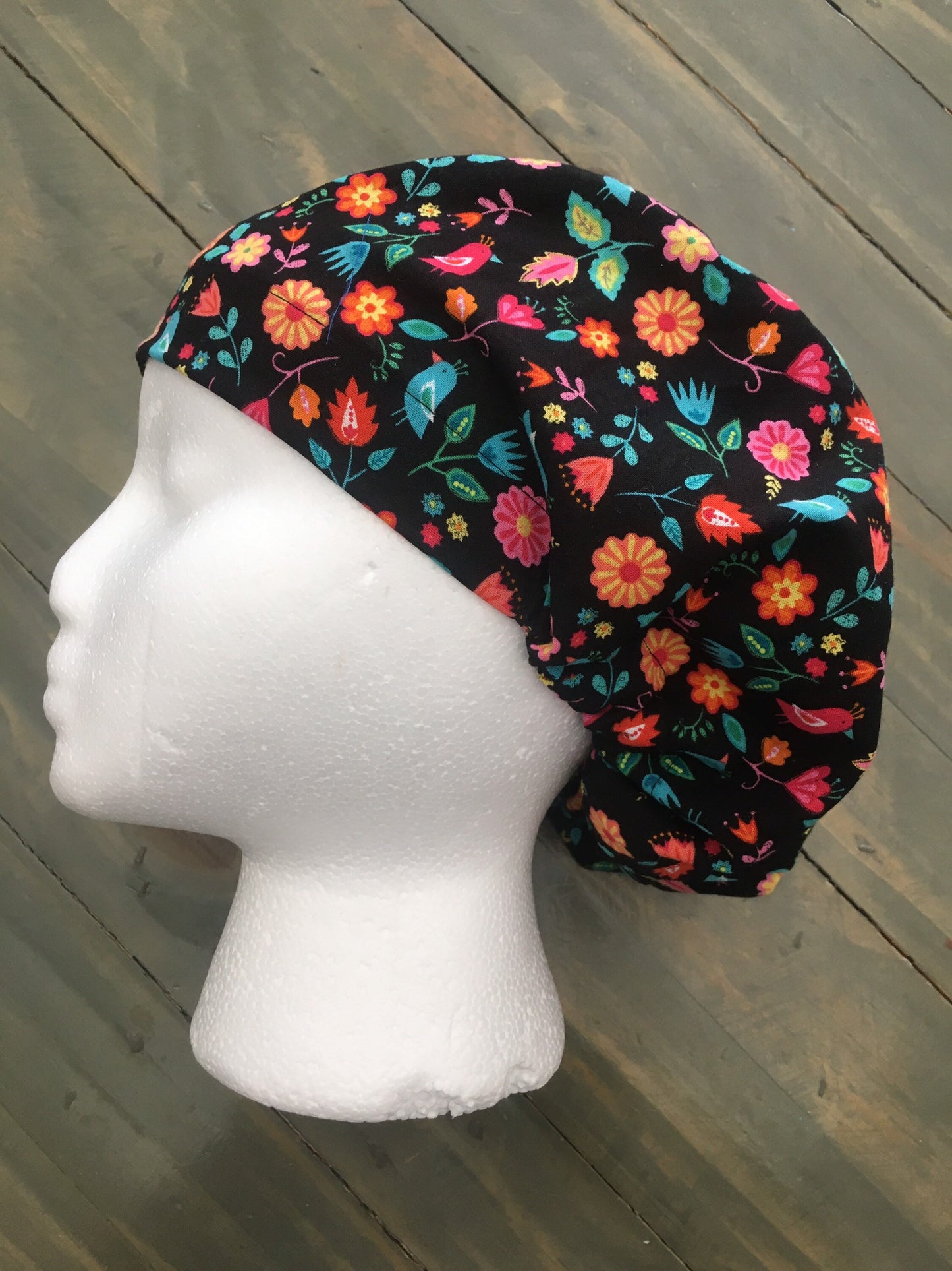 Spring birds bouffant/euro style surgical hat