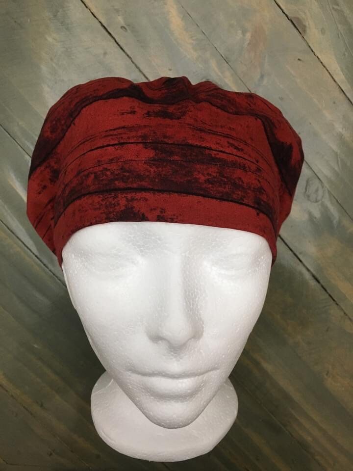 Wine woodgrain bouffant/euro style surgical hat