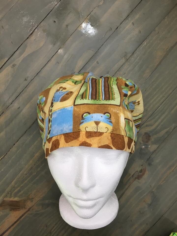 Baby animals bouffant/euro style surgical hat