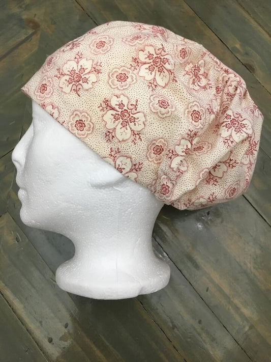 Vintage hibiscus bouffant/euro style surgical hat