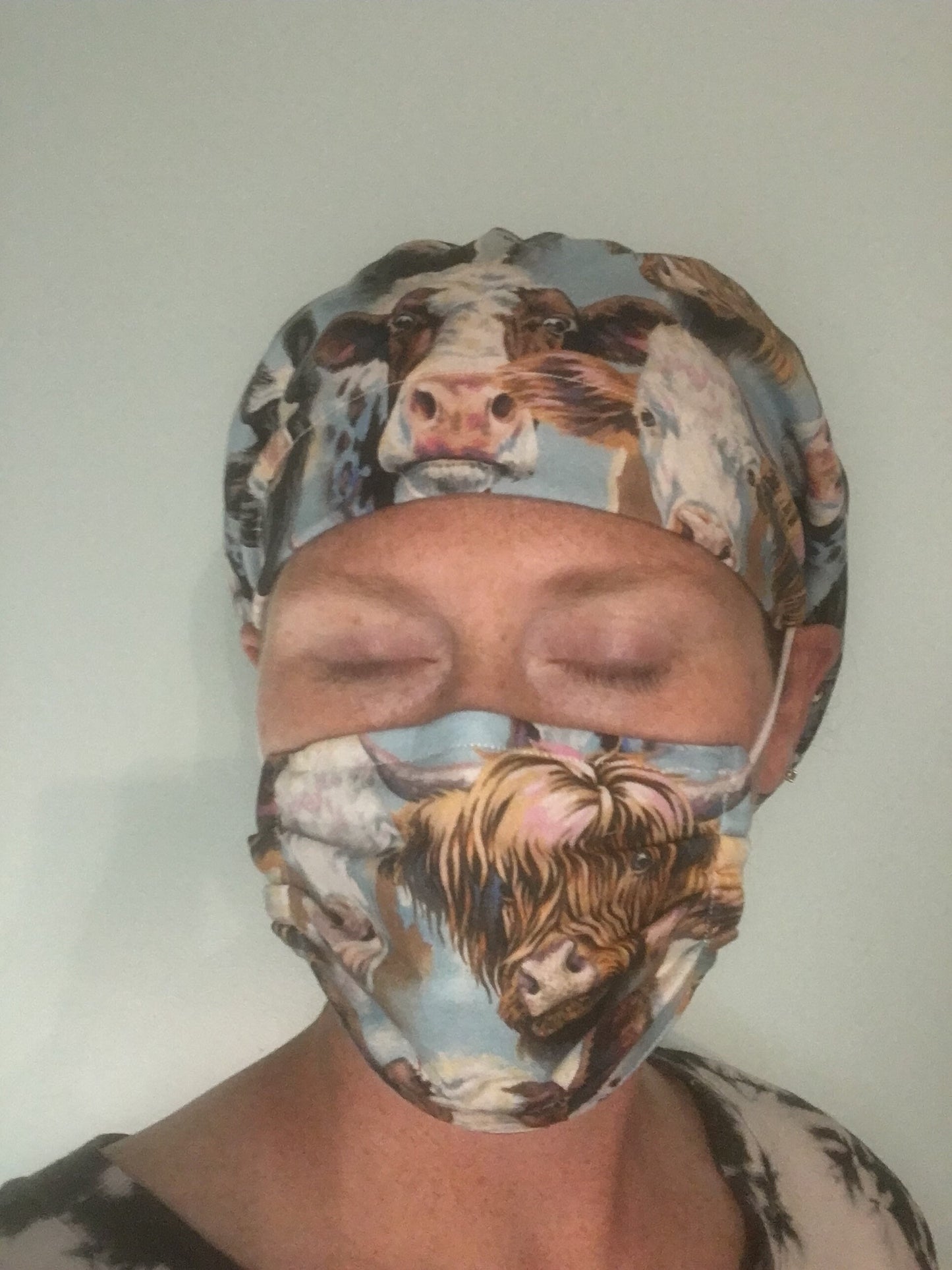 Cheeky cows bouffant/euro hybrid style surgical/scrub/dental hat/cap by Carolinadreamsbyjen