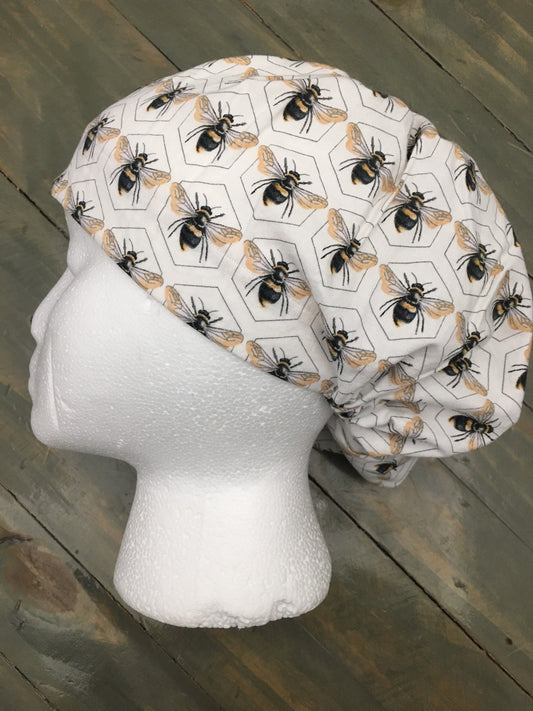 Busy bees bouffant/euro style surgical/scrub/dentist hat by CarolinaDreamsbyjen