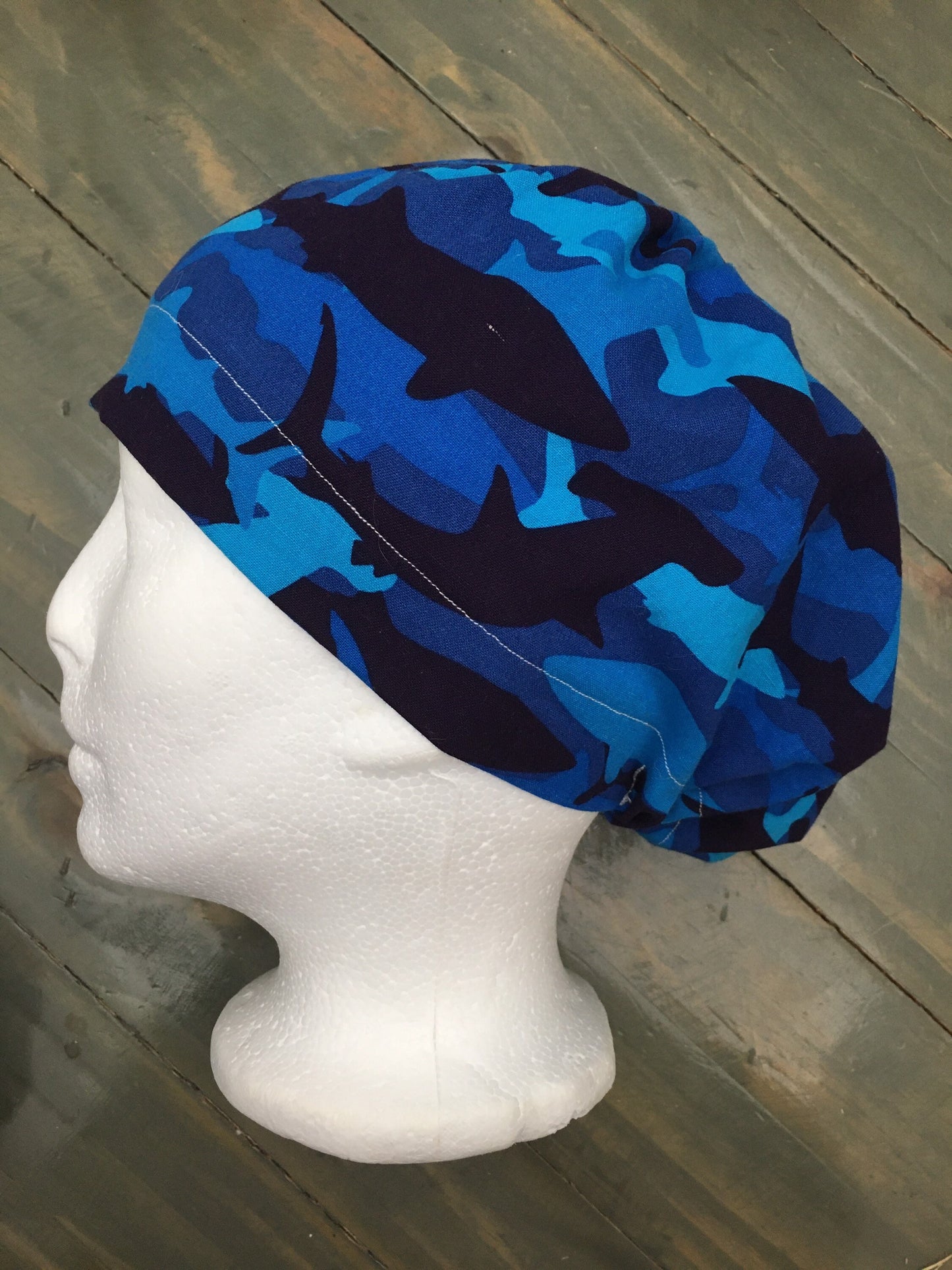 Camo shark bouffant/euro style surgical/scrub/dental hat by CarolinaDreamsbyjen