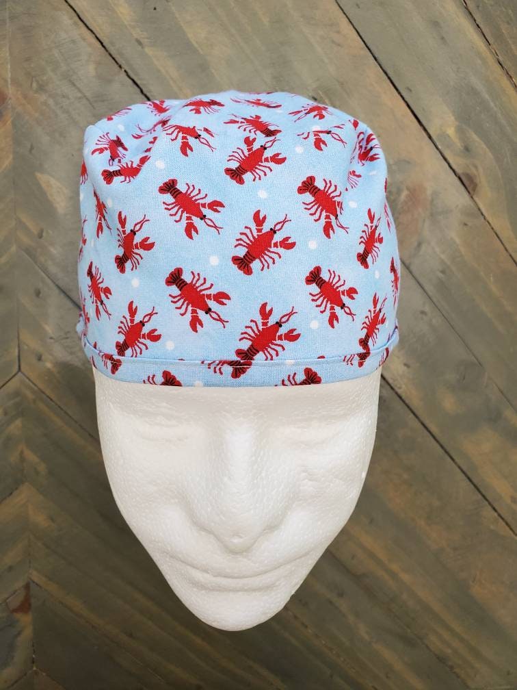 Lobster dots men's surgical/scrub/dental/skull cap