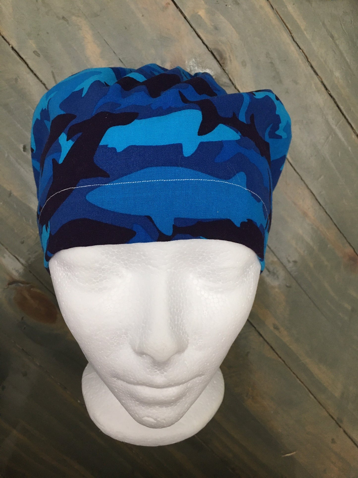 Camo shark bouffant/euro style surgical/scrub/dental hat by CarolinaDreamsbyjen