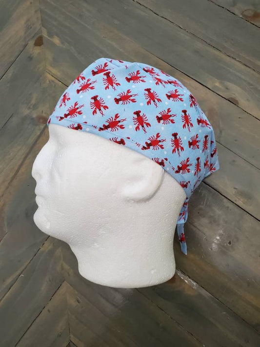 Lobster dots men's surgical/scrub/dental/skull cap