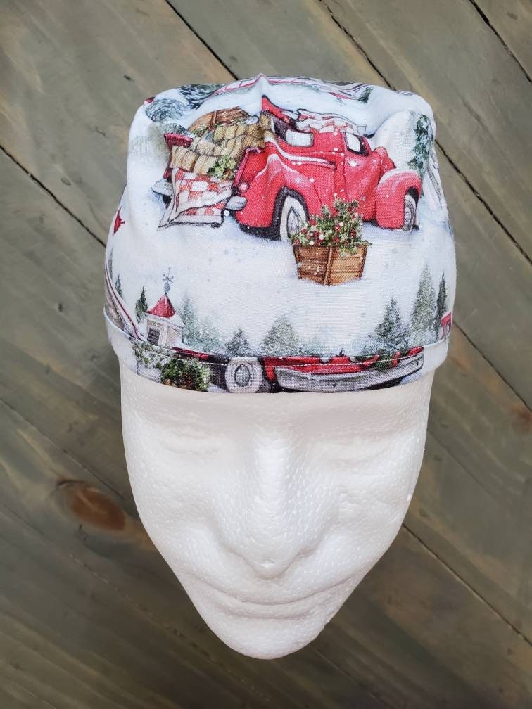 Men's Farm Christmas surgical/scrub/dental/skull hat by Carolinadreamsbyjen