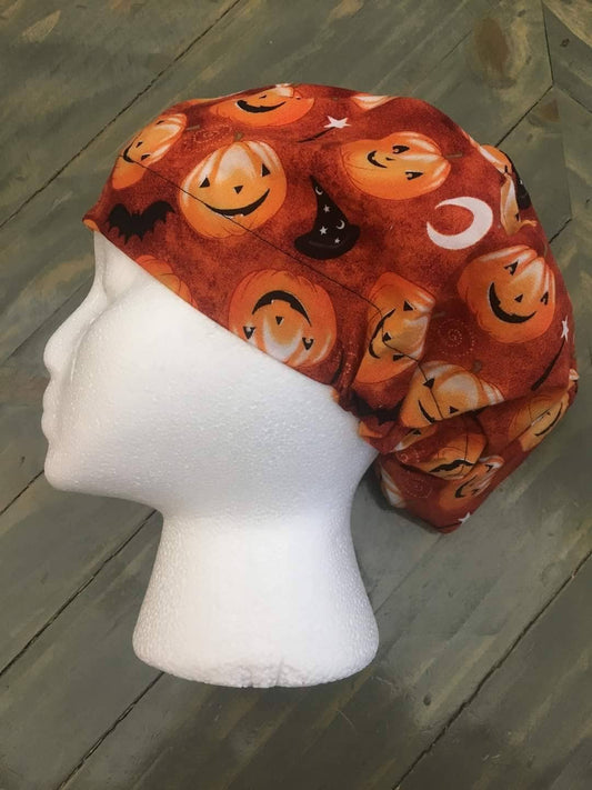 Bats,hats, and pumpkins bouffant/euro style surgical/scrub/dental hat by Carolinadreamsbyjen