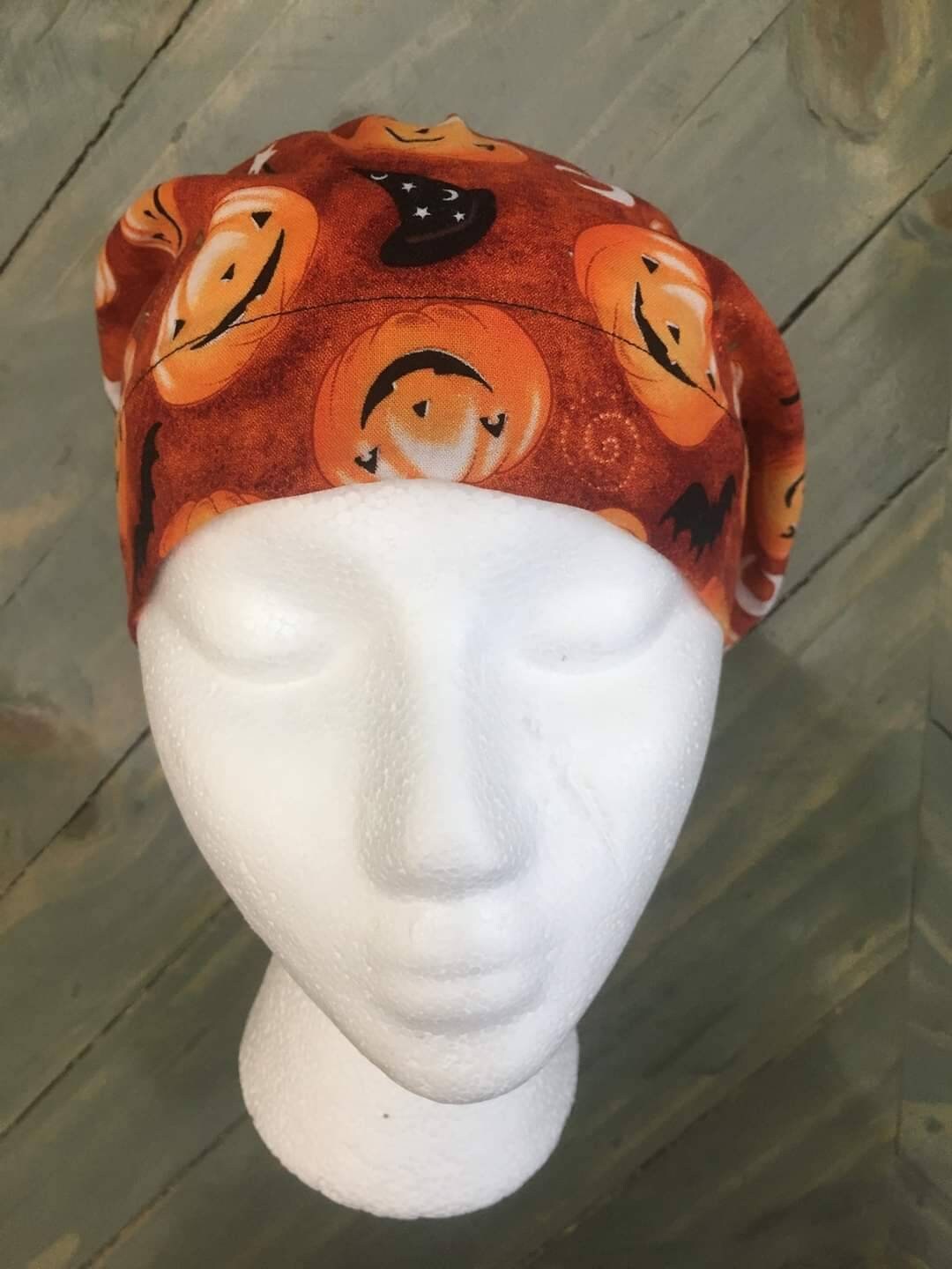 Bats,hats, and pumpkins bouffant/euro style surgical/scrub/dental hat by Carolinadreamsbyjen