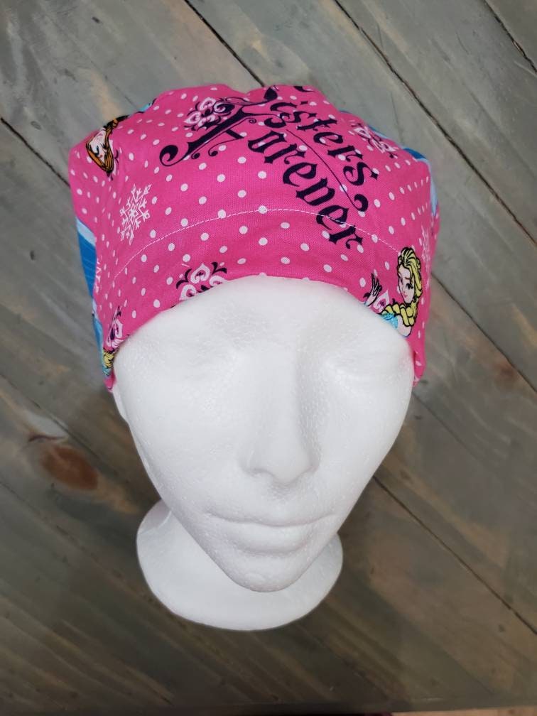 Sisters forever in pink bouffant/euro style surgical/scrub/dental hat by Carolinadreamsbyjen