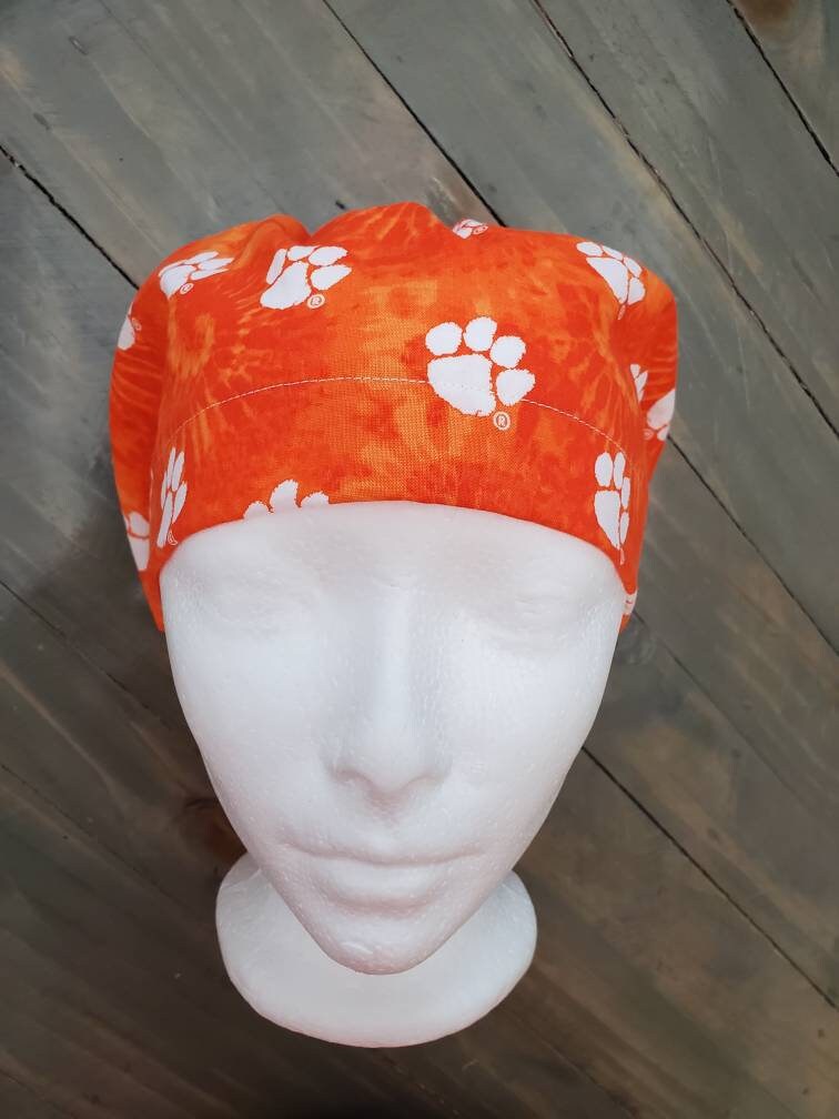 Clemson tye dye bouffant/euro hybrid style surgical/scrub/dental hat by Carolinadreamsbyjen