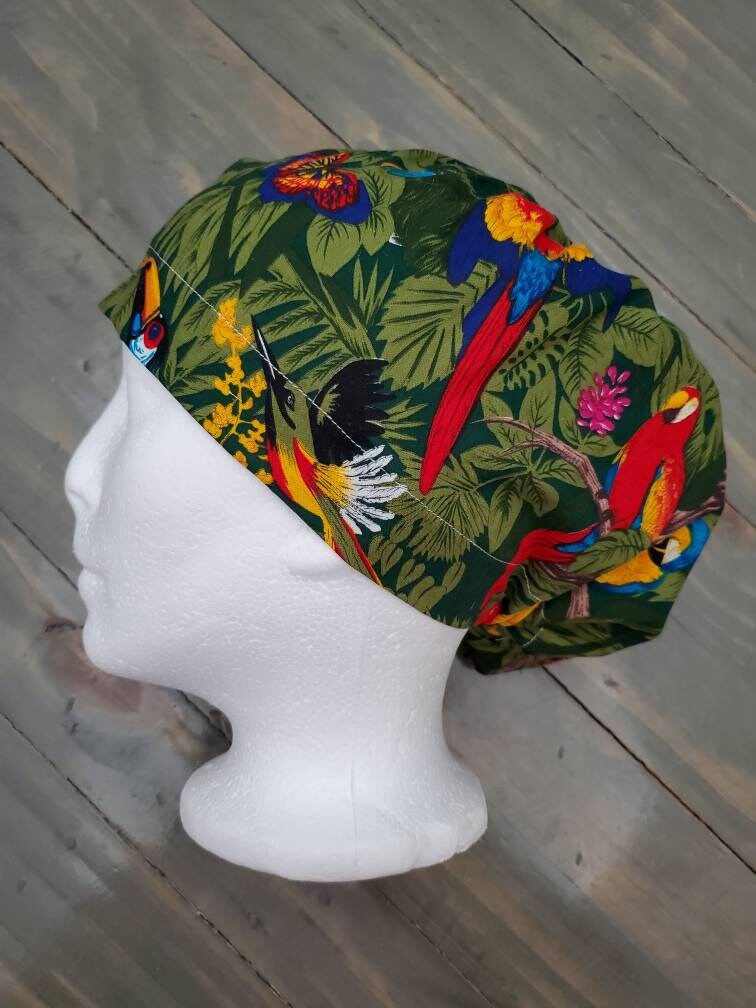 Birds in paradise bouffant/euro style surgical/scrub/dental hat by Carolinadreamsbyjen