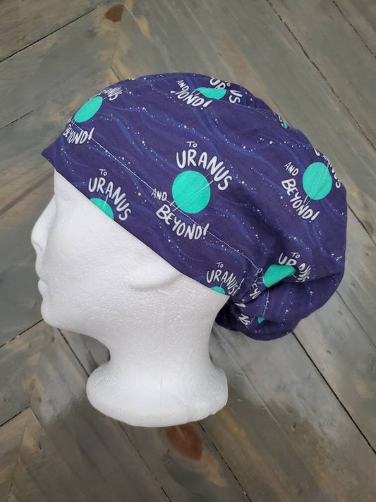 To Uranus and beyond bouffant/euro hybrid style surgical/scrub/dental hat by Carolinadreamsbyjen