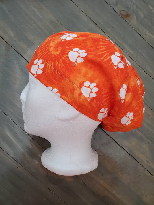 Clemson tye dye bouffant/euro hybrid style surgical/scrub/dental hat by Carolinadreamsbyjen