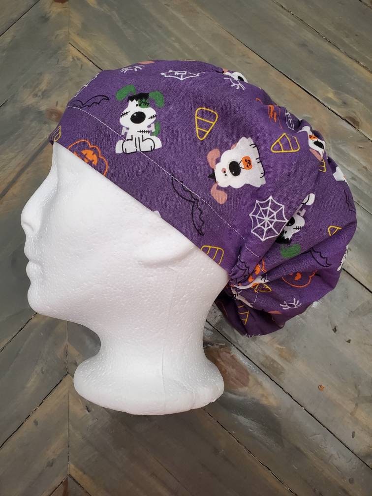 Glow in the dark Halloween pups bouffant/euro style surgical/scrub/dental hat by Carolinadreamsbyjen