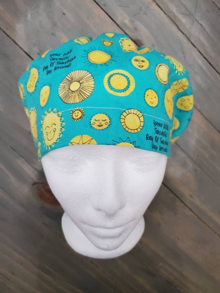 Your little sarcastic ray of sunshine has arrived bouffant/euro hybrid style surgical /scrub/dental hat by Carolinadreamsbyjen