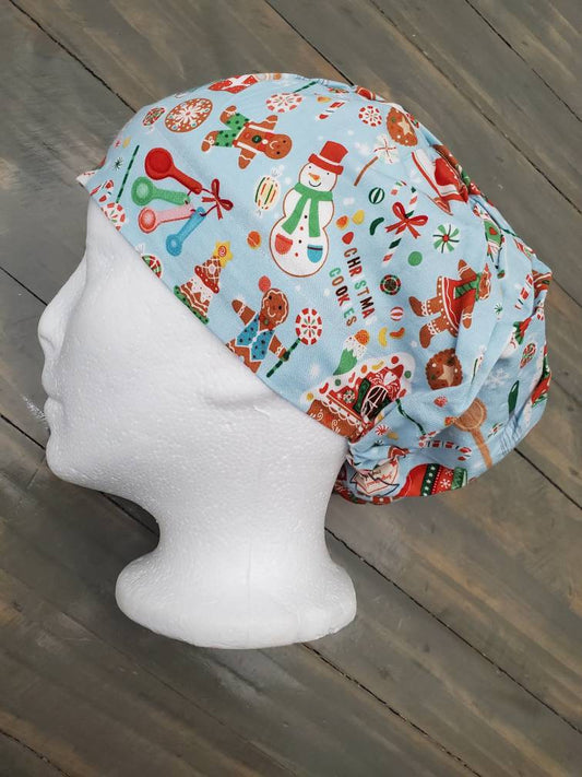 Christmas cookies bouffant/euro hybrid style surgical/scrub/dental hat by Carolinadreamsbyjen