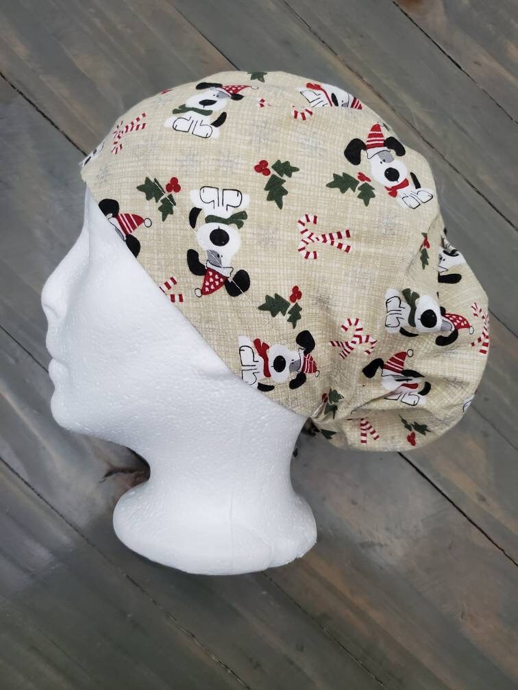 Christmas pups bouffant/euro hybrid style surgical/scrub/dental hat by Carolinadreamsbyjen