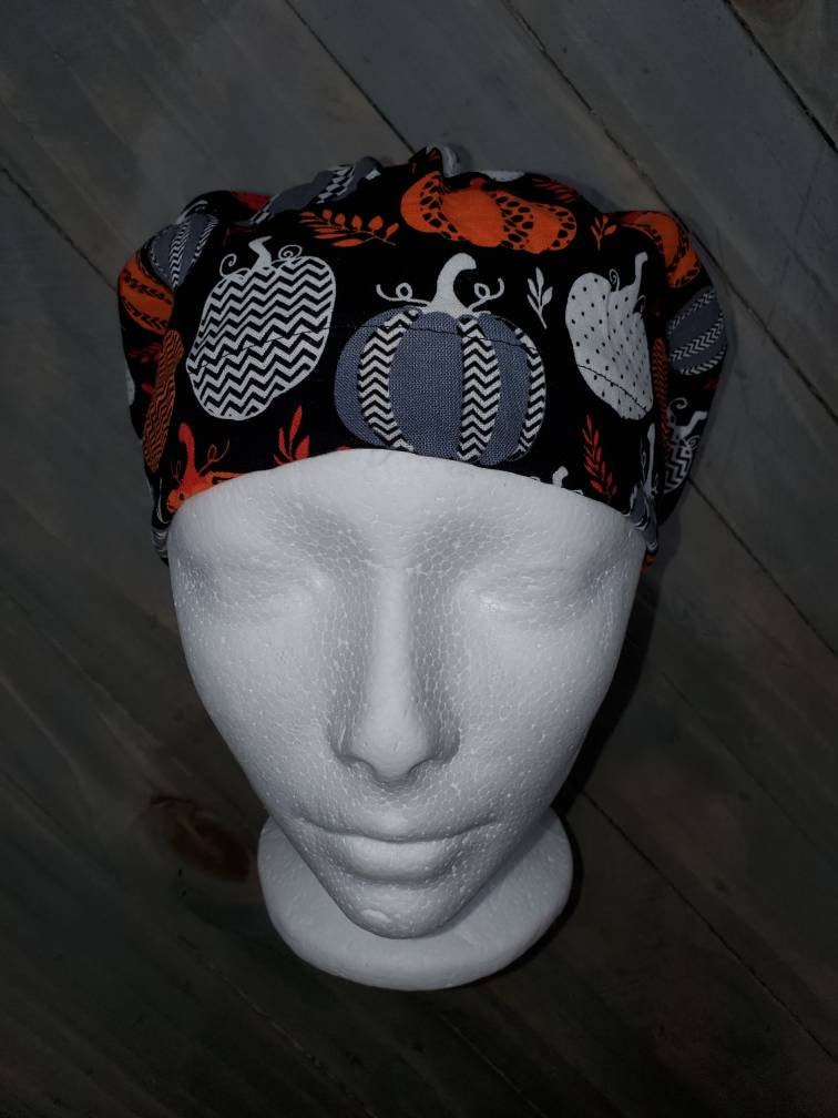 Funky pumpkins bouffant/euro hybrid style surgical/scrub/dental hat by Carolinadreamsbyjen