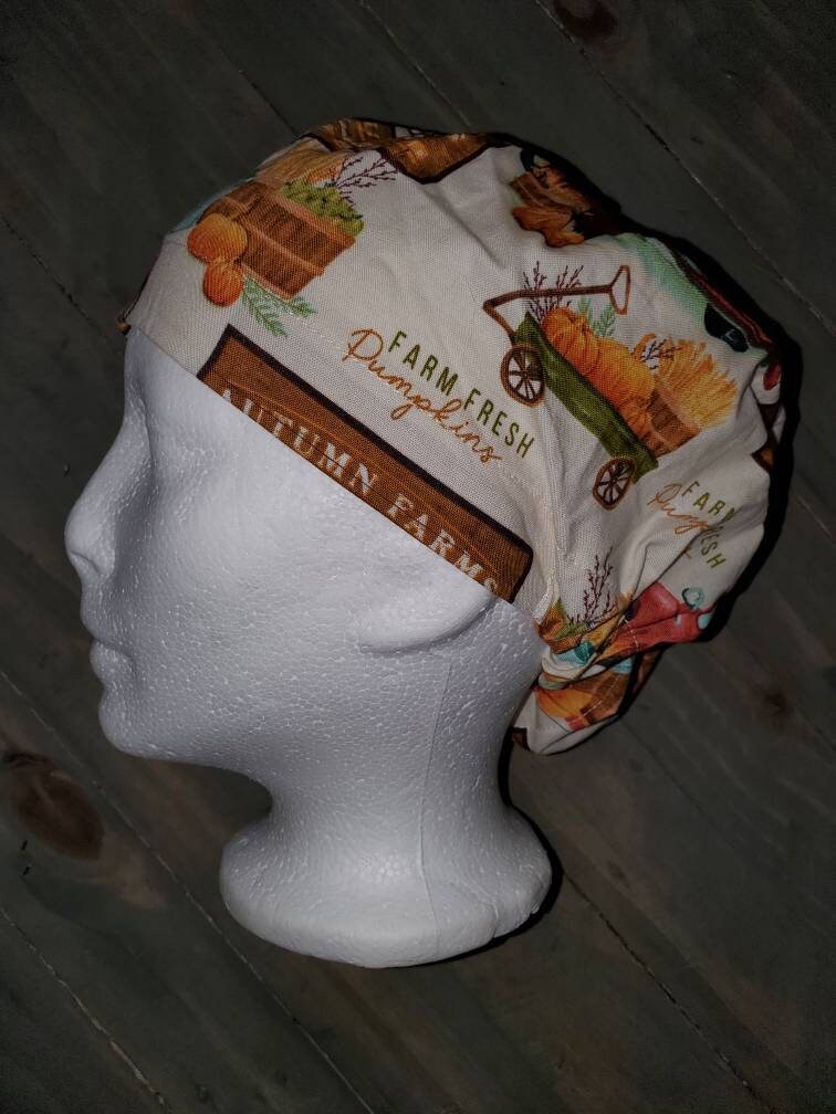 Autumn farms bouffant/euro hybrid style surgical/scrub /dental hat by Carolinadreamsbyjen